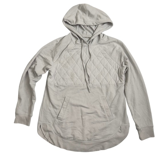 Maurices Tops - Maurices Light Gray Quilted Front Hoodie Tunic Pocket Pullover Size S